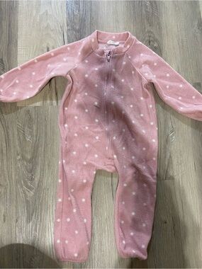 Little Earth Pink and White Polka Dot Fleece Footie